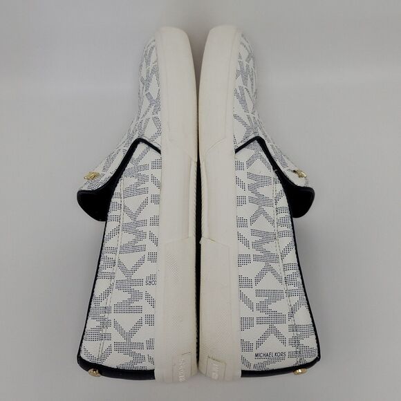 Michael Kors Boerum Double Gore MK Signature Logo Print PVC Slip On Shoe Size 9M - Picture 10 of 11
